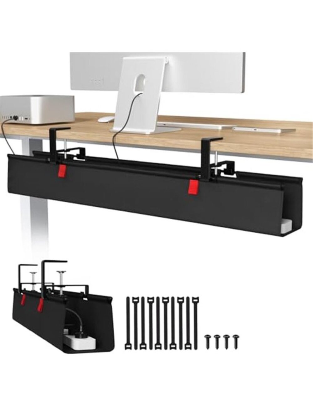 Under Desk Cable Management Tray 36 Inch No Drill Cord Organizer Oxford Fabric